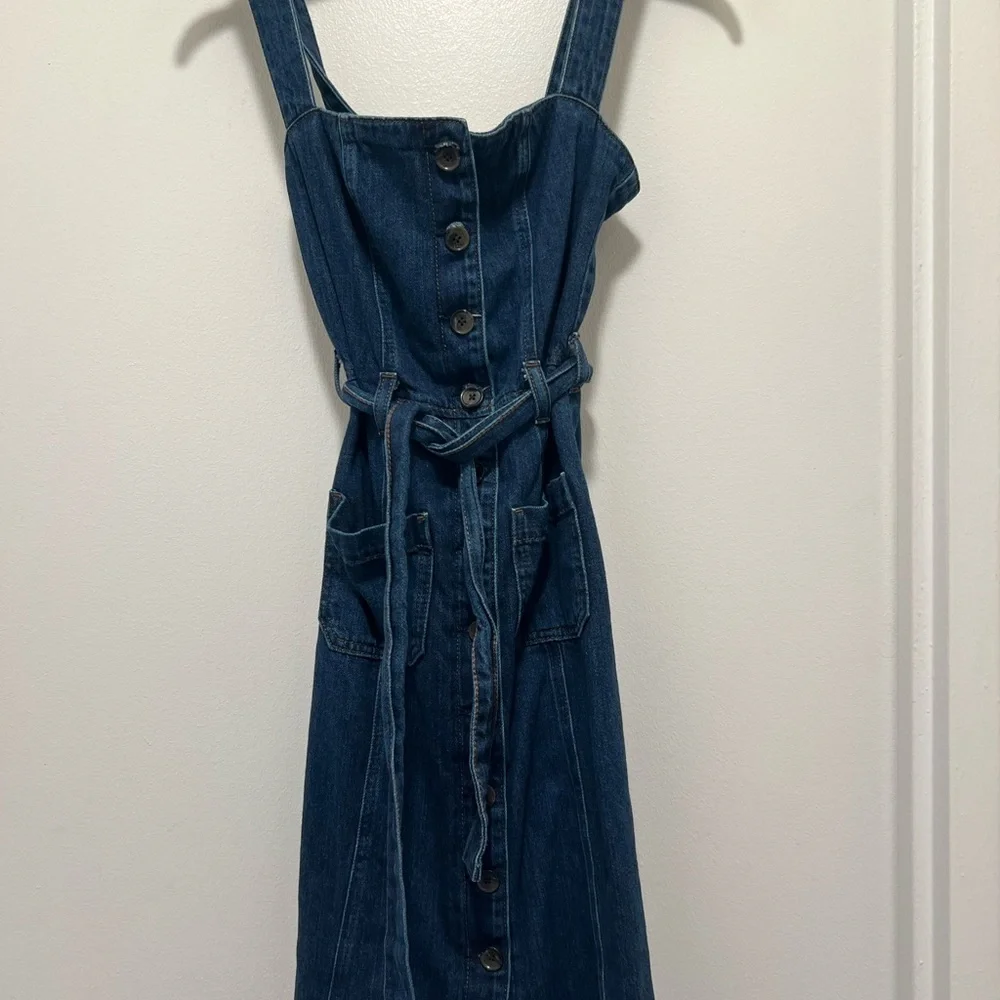 Reformation Farrah Midi Denim Dress 0. - Picture 2 of 5